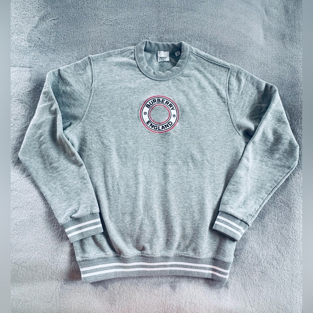 Burberry Albany Logo Gray Cotton Sweatshirt Pullover Size S